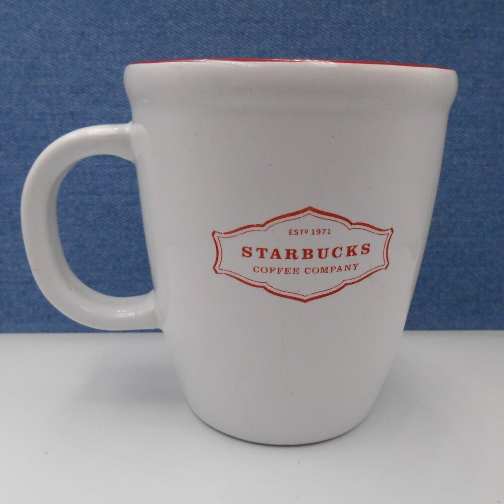 STARBUCKS COFFEE MUG CUP WHITE RED VINTAGE 2006 COLLECTIBLE 13 FL OZ